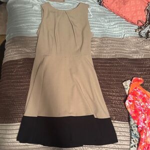 Tan And Black Midi Dress